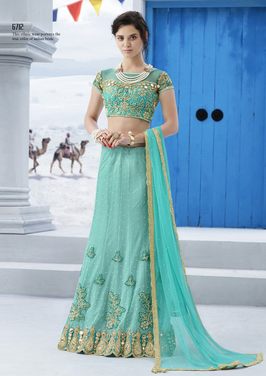 bridal lehenga sky blue colour